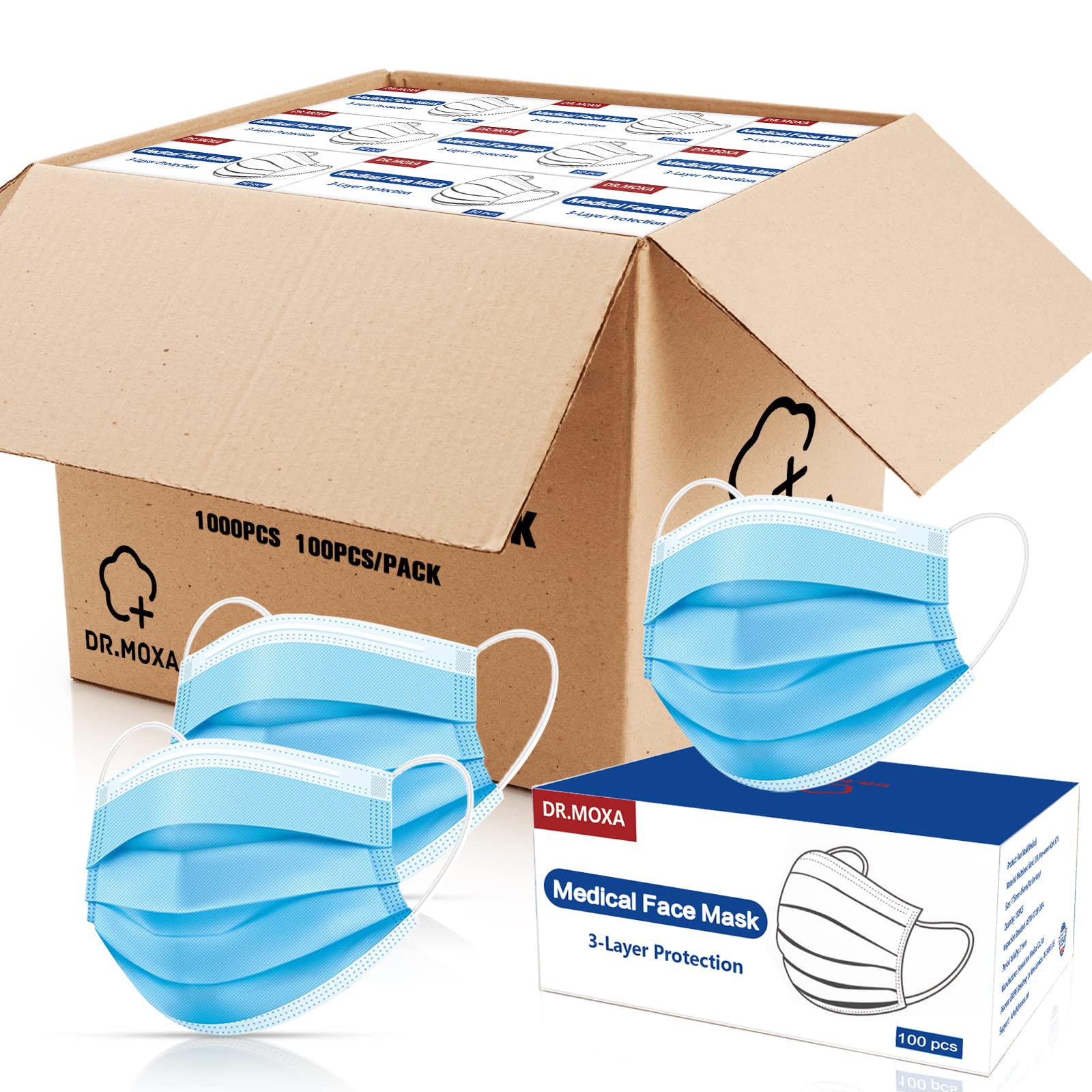 Amazon.com: DR.MOXA 1000 Pack Disposable Medical Face Masks